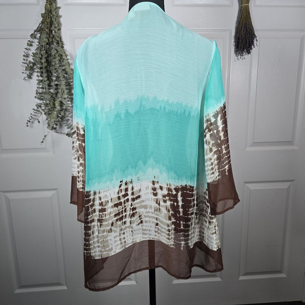 Chico's Tie-Dye Ombre Chevron Open-front Kimono Cardigan Size 2 - Picture 3 of 8